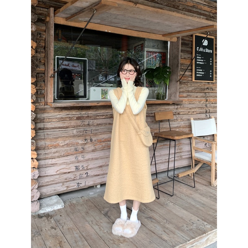 ⭕下單前請先聊聊有無庫存⭕氣質甜美羊呢背心裙配包包二件式-細節圖9