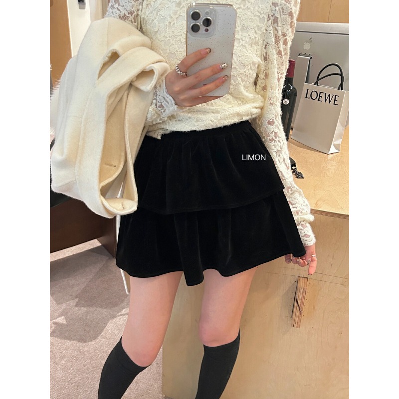 ⭕下單前請先聊聊有無庫存⭕ᴛʜᴇ ʟɪᴍᴏɴ絲絨蓬蓬蛋糕短裙-細節圖9