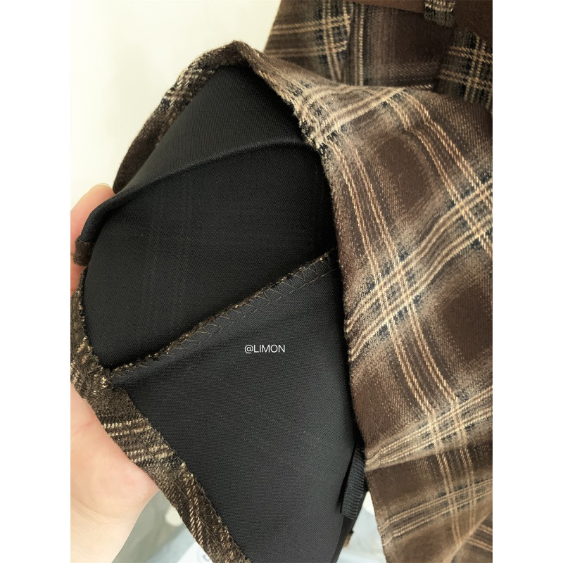 ⭕下單前請先聊聊有無庫存⭕【ᴛʜᴇ ʟɪᴍᴏɴ】 經典格紋A版顯瘦短裙(配腰帶)-細節圖8
