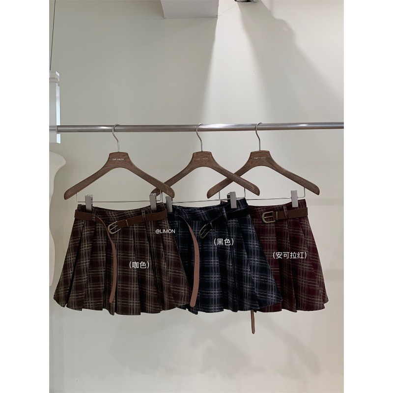 ⭕下單前請先聊聊有無庫存⭕【ᴛʜᴇ ʟɪᴍᴏɴ】 經典格紋A版顯瘦短裙(配腰帶)-細節圖10