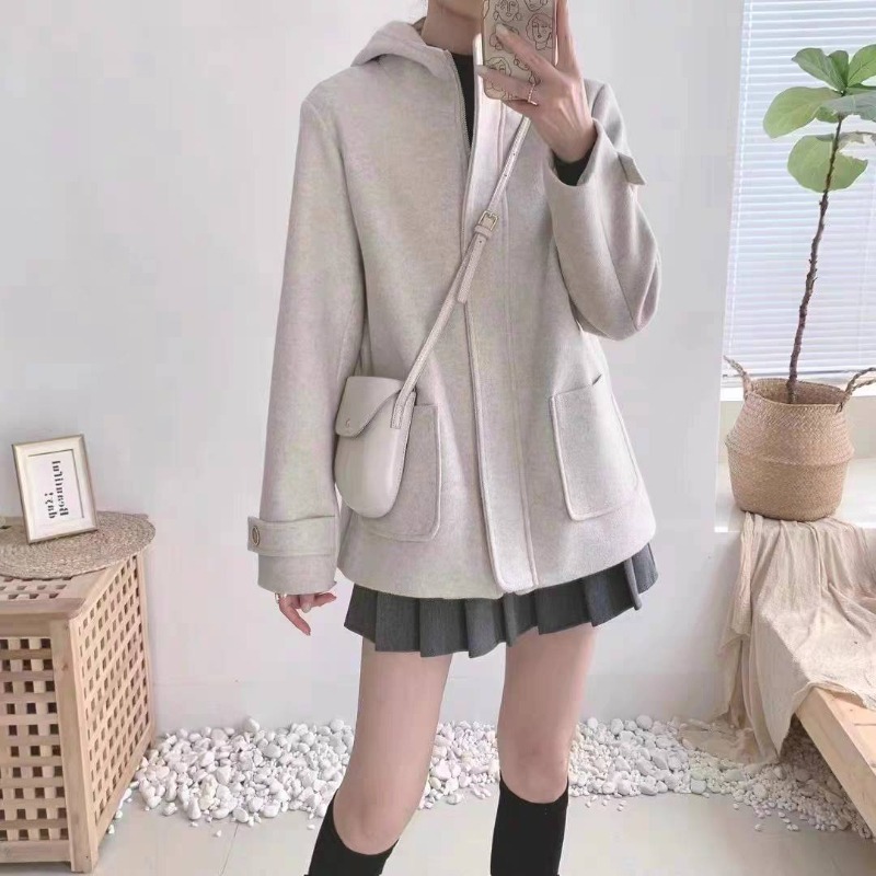 ⭕下單前請先聊聊有無庫存⭕時尚感休閒連帽毛呢中長外套-細節圖2