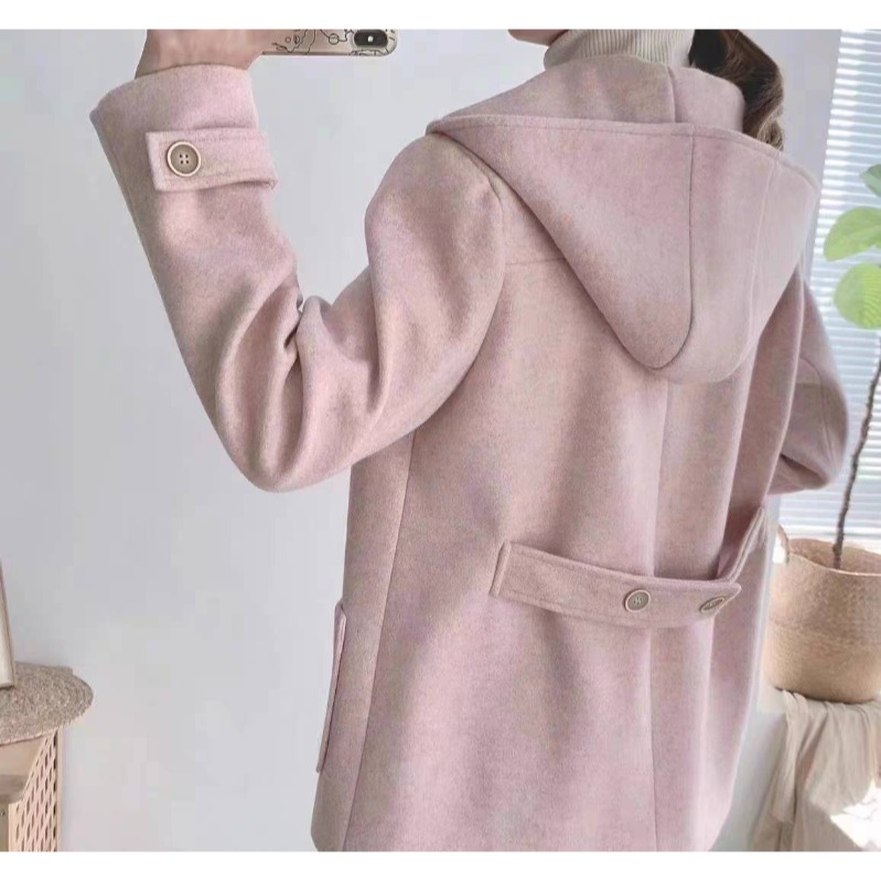 ⭕下單前請先聊聊有無庫存⭕時尚感休閒連帽毛呢中長外套-細節圖9