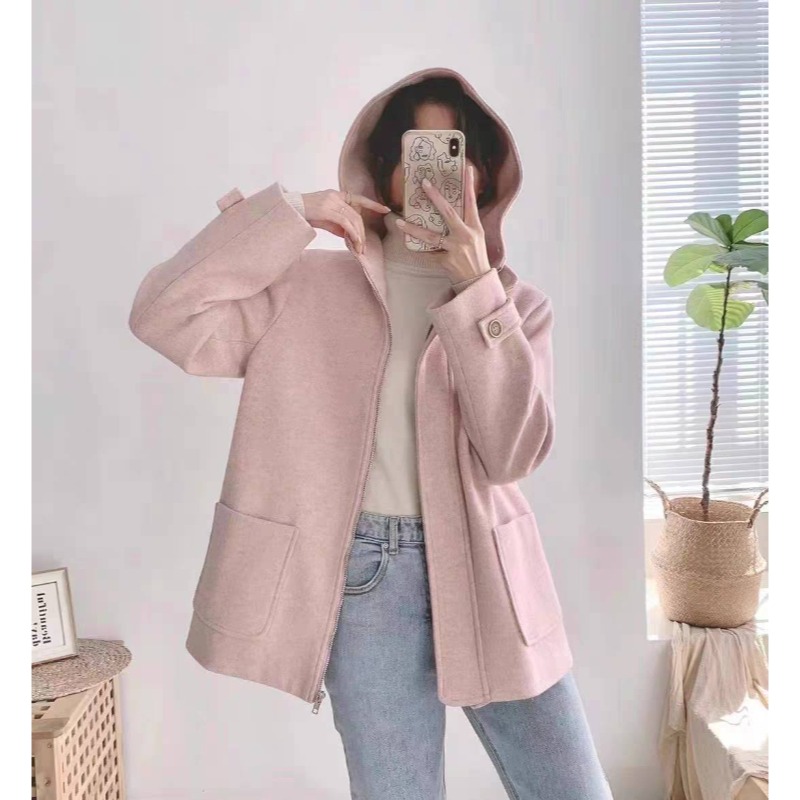 ⭕下單前請先聊聊有無庫存⭕時尚感休閒連帽毛呢中長外套-細節圖11