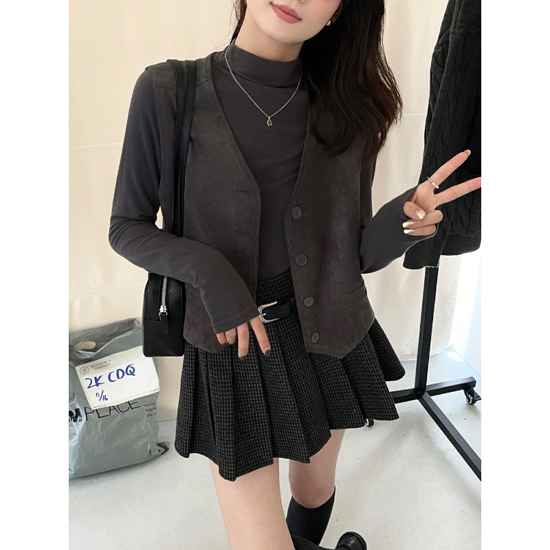 ⭕下單前請先聊聊有無庫存⭕ʟᴇᴍᴏɴ sᴛᴜᴅɪᴏ美式V領復古麂皮絨背心-細節圖8