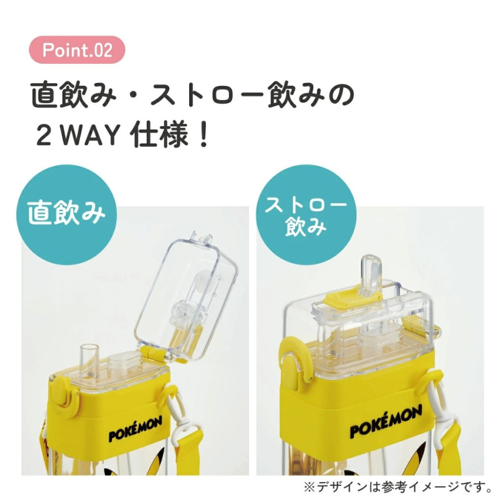 【預購】SKATER方形2WAY吸管直飲水壺600ml-細節圖9