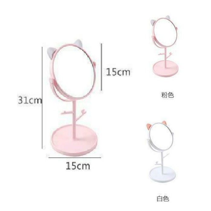 現貨 2色 多功能 造型貓耳 化妝鏡 鏡子 學生 宿舍 開學 女生 好物神器 家居 生活用品 小物收納 髮圈 飾品-細節圖6