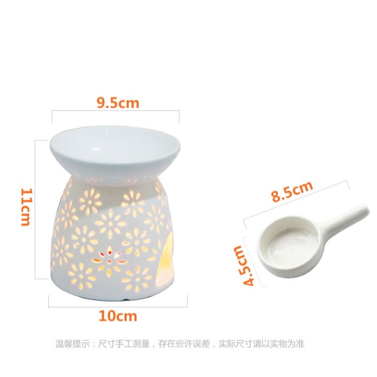 現貨 附精油+燭托 陶瓷鏤空香薰燈 精油燈香薰燈 陶瓷薰香爐 精油蠟燭燈 薰香-細節圖3
