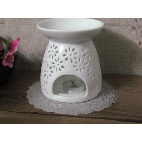 現貨 附精油+燭托 陶瓷鏤空香薰燈 精油燈香薰燈 陶瓷薰香爐 精油蠟燭燈 薰香-細節圖5