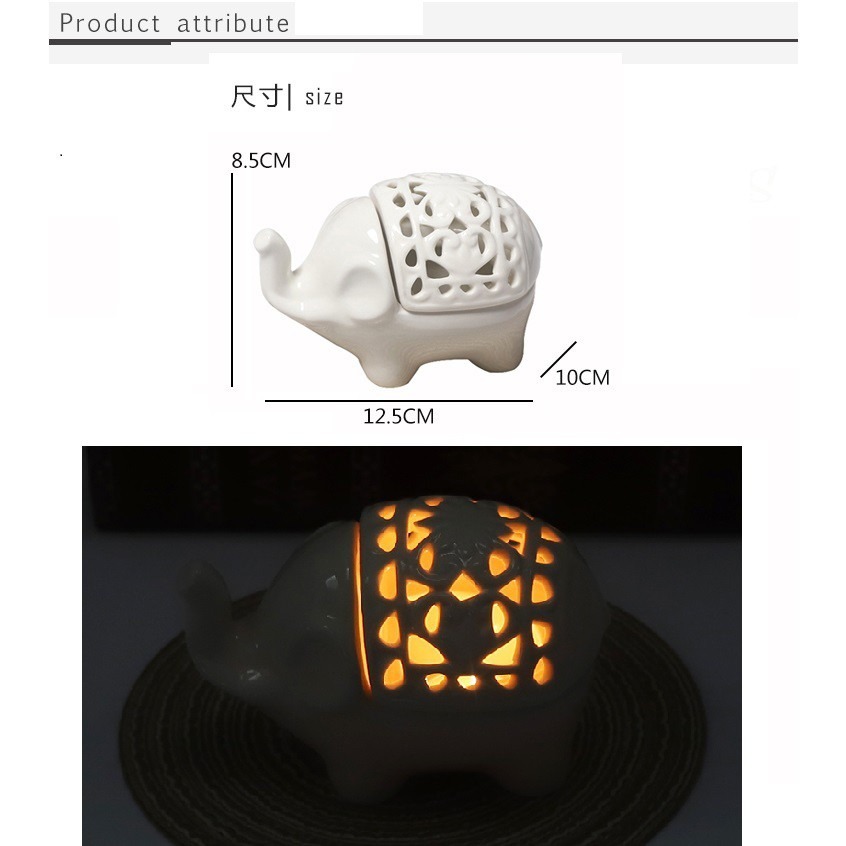 現貨 多用途 北歐風格鏤空小象 燭臺 陶瓷 香薰 櫥窗 薫香 裝飾擺件 擺飾 小物收納-細節圖3