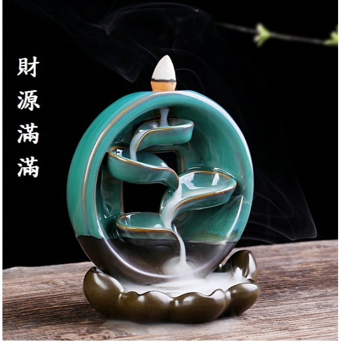 現貨不用等~再送60顆塔香粒 3款造型 倒流香 爐 陶瓷 創意時來運轉擺件 左右逢源 家用室內塔香爐 招財-細節圖4