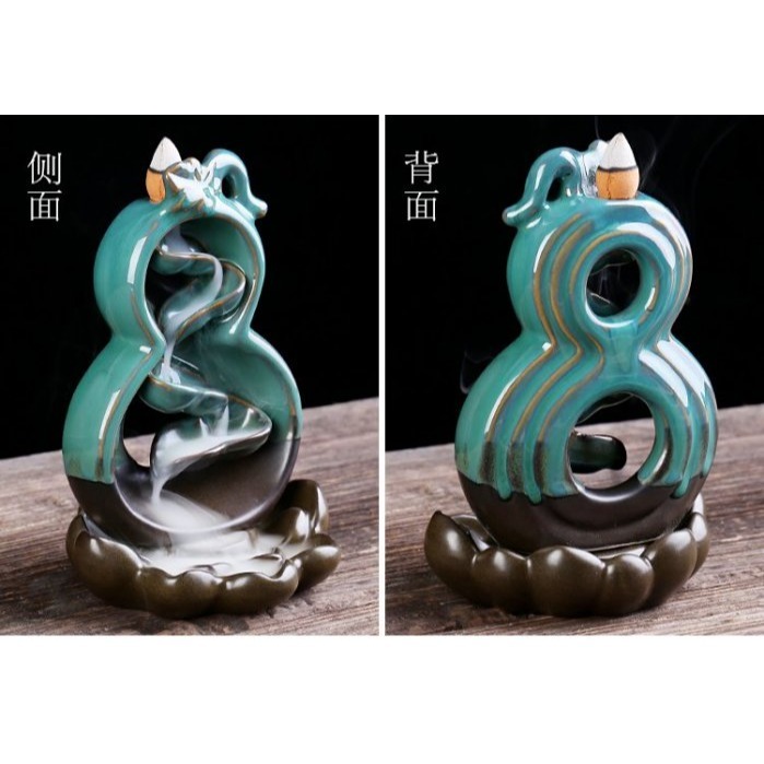 現貨不用等~再送60顆塔香粒 3款造型 倒流香 爐 陶瓷 創意時來運轉擺件 左右逢源 家用室內塔香爐 招財-細節圖6