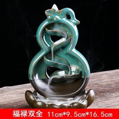 現貨不用等~再送60顆塔香粒 3款造型 倒流香 爐 陶瓷 創意時來運轉擺件 左右逢源 家用室內塔香爐 招財-規格圖9