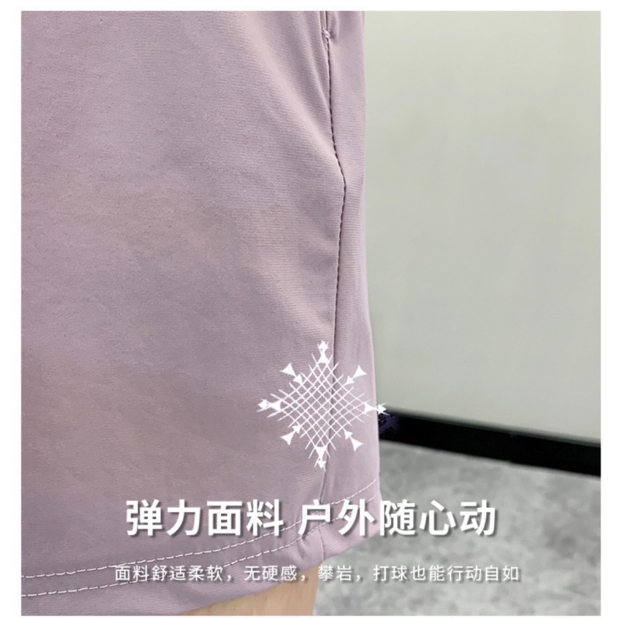 冰絲三分褲 涼感短褲 女生彈力短褲 夏季運動短女 輕薄透氣短褲 休閒短褲女款 抽繩鬆緊短褲 女快乾褲 曙光機能運動品牌-細節圖8