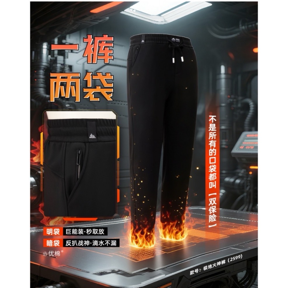 極地火神褲 暖流褲 智能生溫褲 冬季保暖褲 發熱褲 蓄熱褲 雙膝暖流褲 抗寒褲 禦寒褲 曙光機能運動品牌-規格圖11
