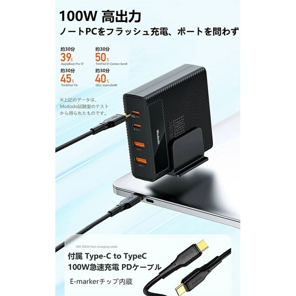 麥多多 Mcdodo GaN 氮化鎵 100W 桌上延長款急速電源供應站 (2C2A)-細節圖4