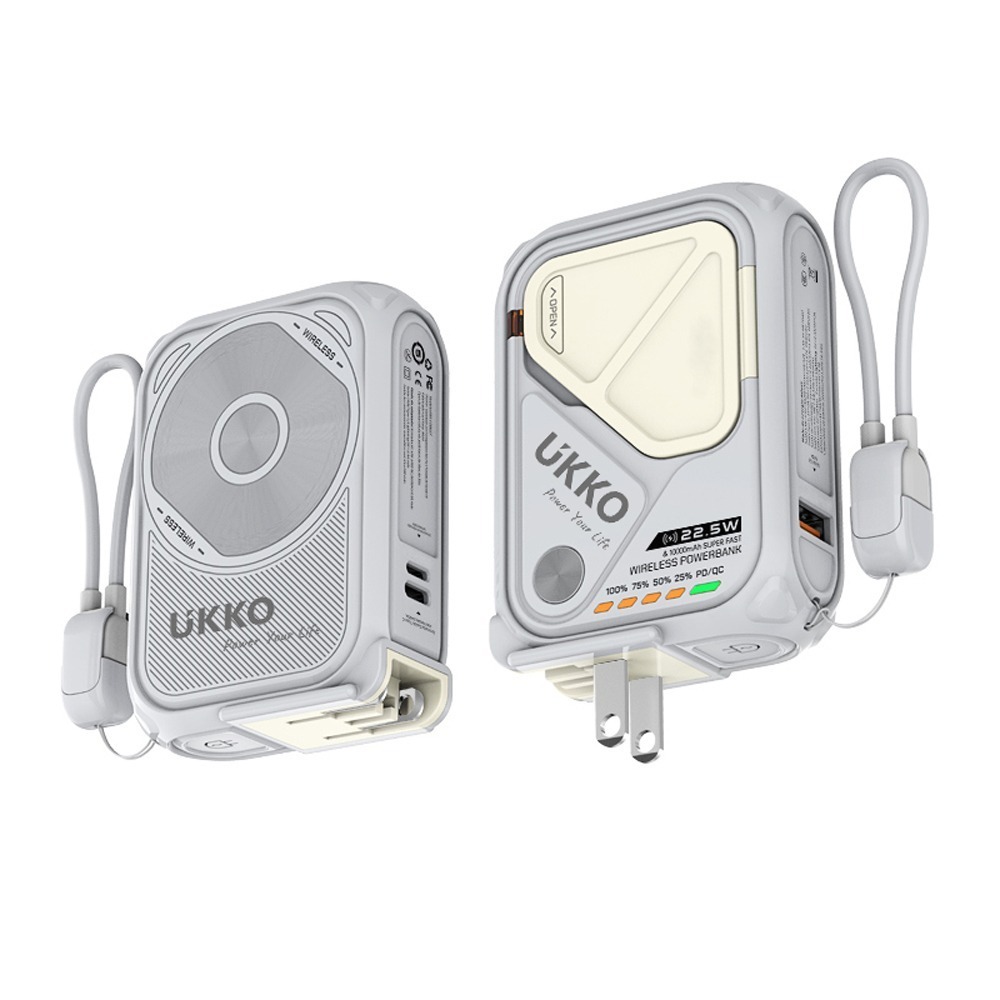 【UKKO】5合1多功能 MagSafe磁吸+自帶線(C/L雙用)+AC充電插頭+帶支架 10000mAh行動電源/供應-規格圖11