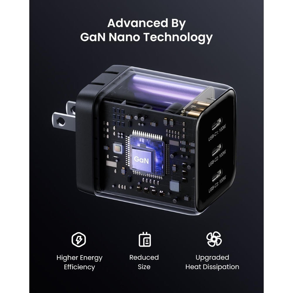 【限時購】 100W 3C 迷你急速充電器 附PD 100W e-marker 數據線 1m-細節圖3