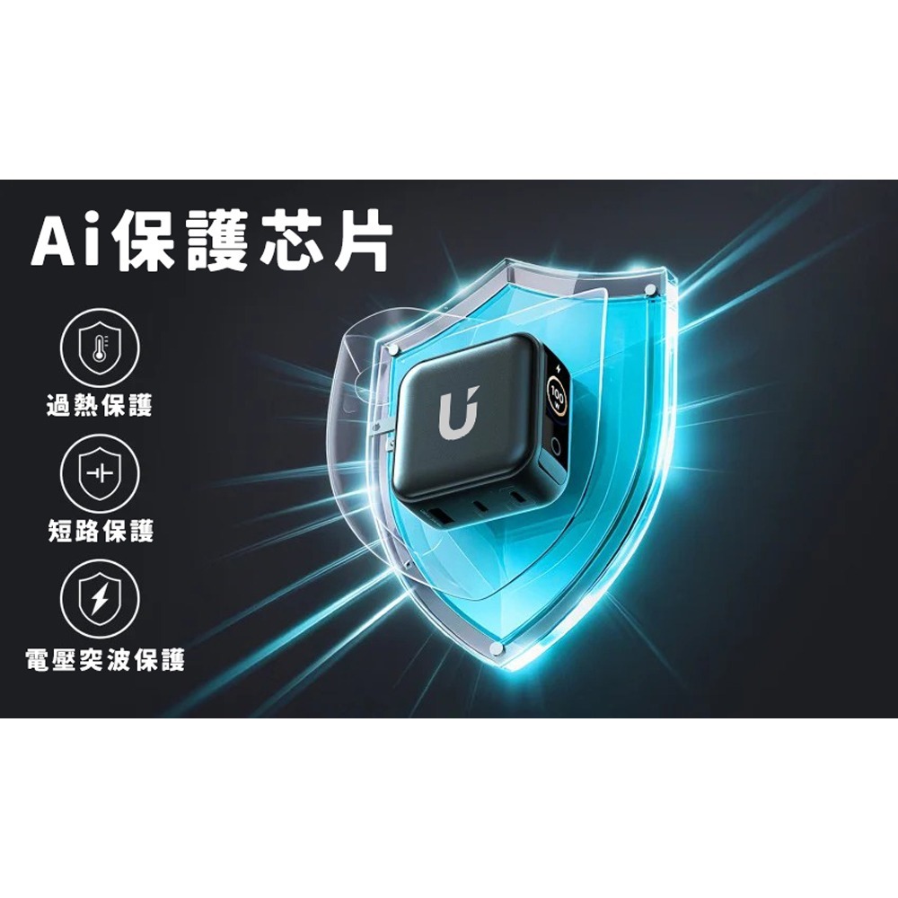 UKKO 100W GaN 氮化鎵 PD3.2/AVS 3孔 (2C1A) AI 溫控急速充電器 (黑)-細節圖3