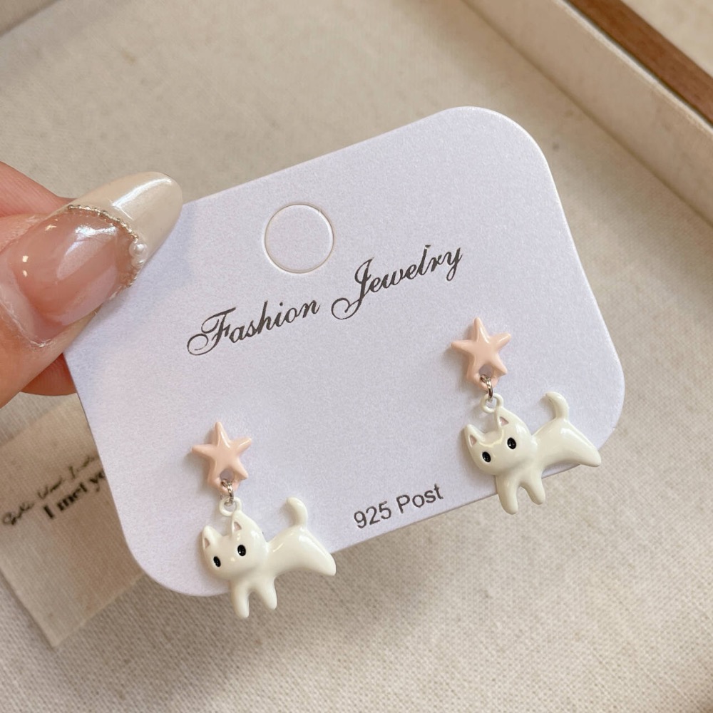 可愛貓咪泡泡球耳環-規格圖1