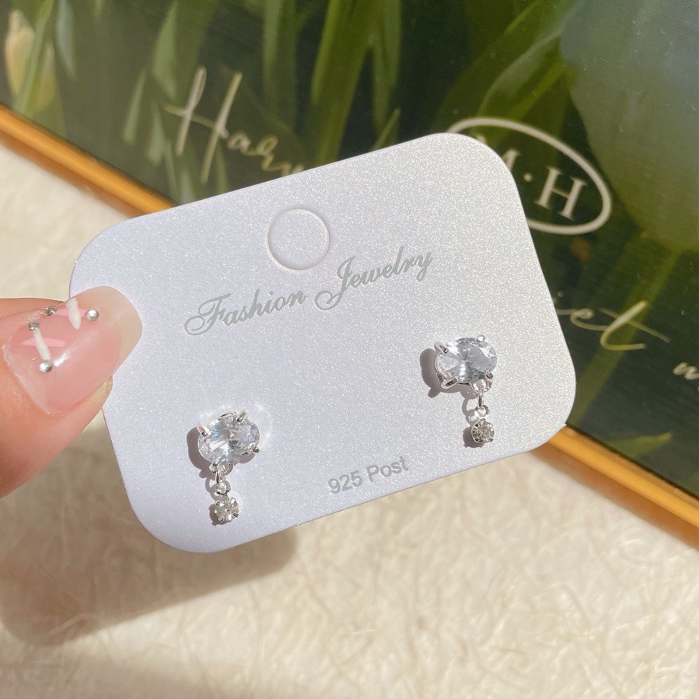 貓咪圓形鋯石吊墜耳環-細節圖3