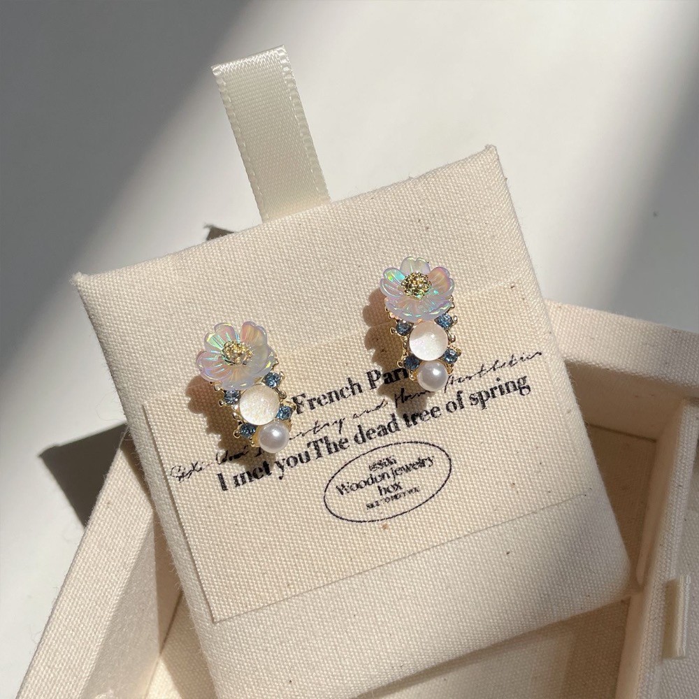 秋季新款復古小巧精緻珠花朵耳釘-規格圖2