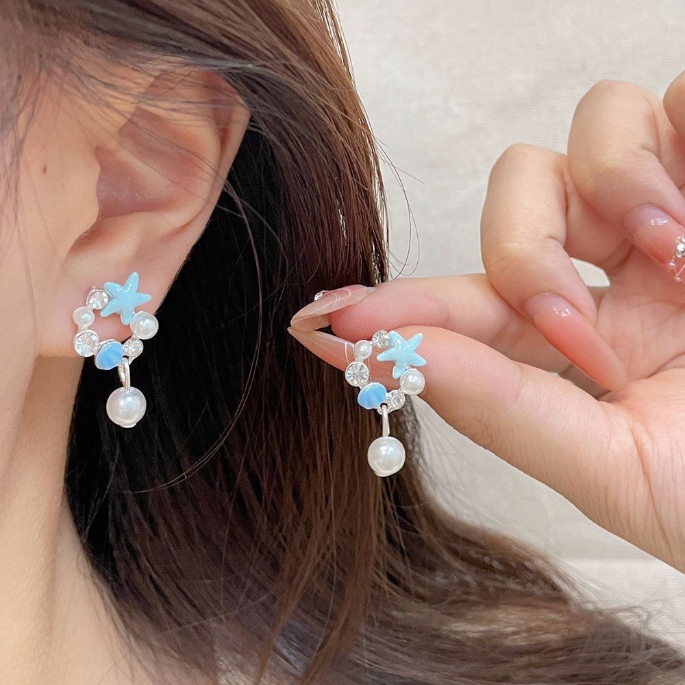 小清新藍色海洋系海豚耳環-細節圖3