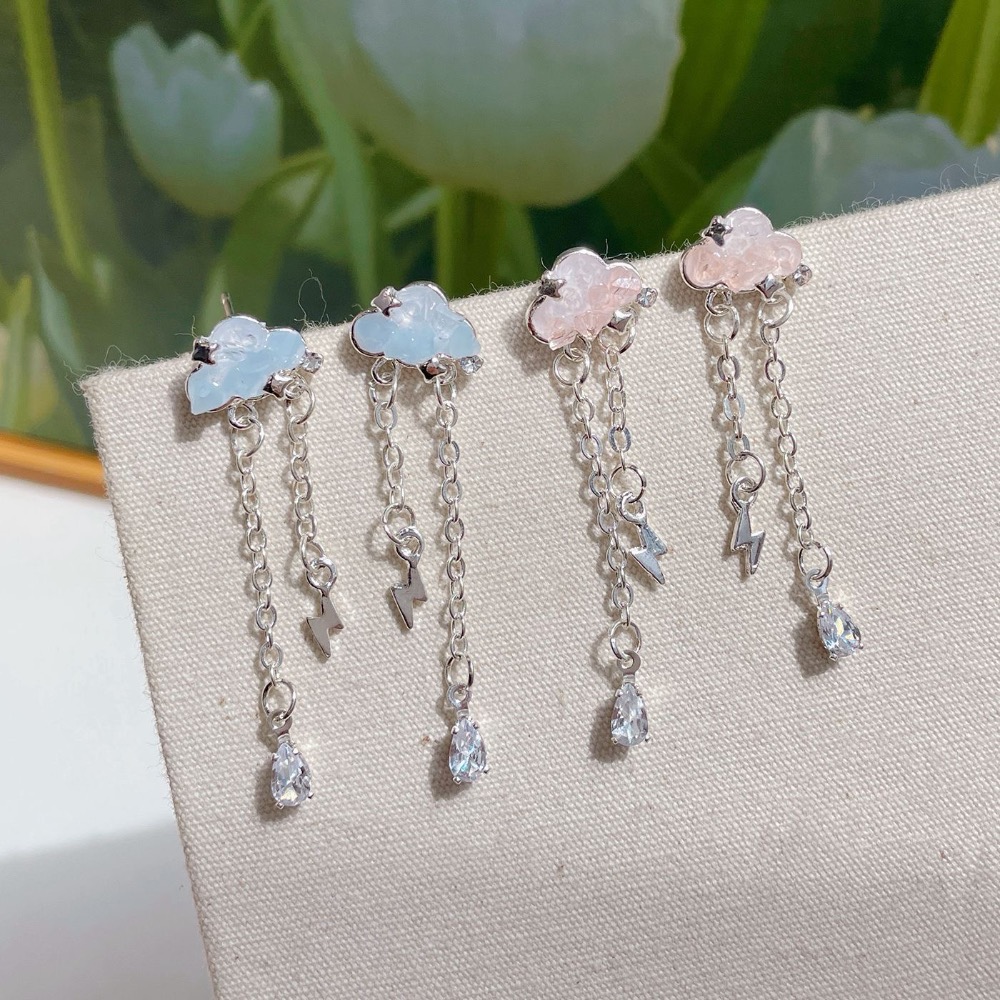 甜美精緻水晶蝴蝶流蘇耳環-細節圖3