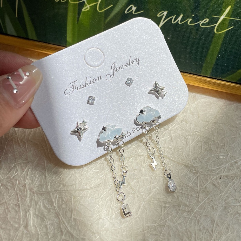 甜美精緻水晶蝴蝶流蘇耳環-規格圖3