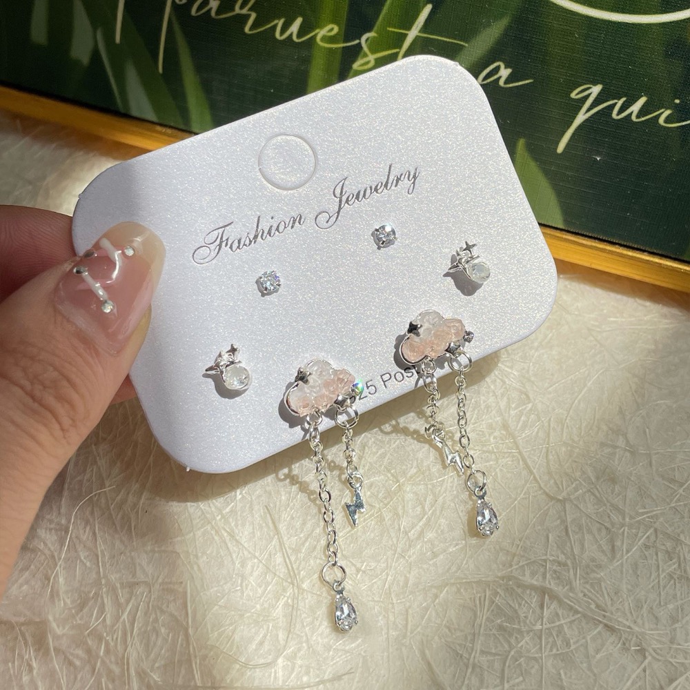 甜美精緻水晶蝴蝶流蘇耳環-規格圖3