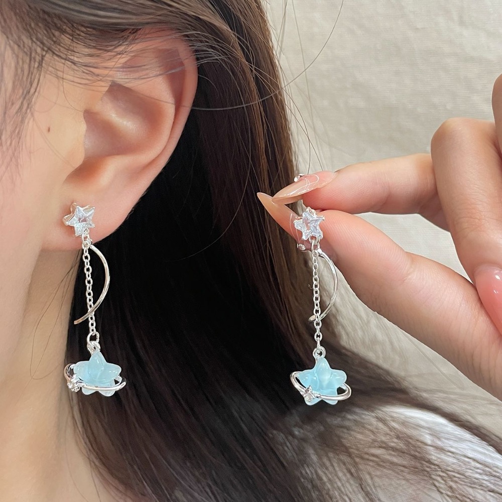 海洋個性極光星星月亮耳環-細節圖2
