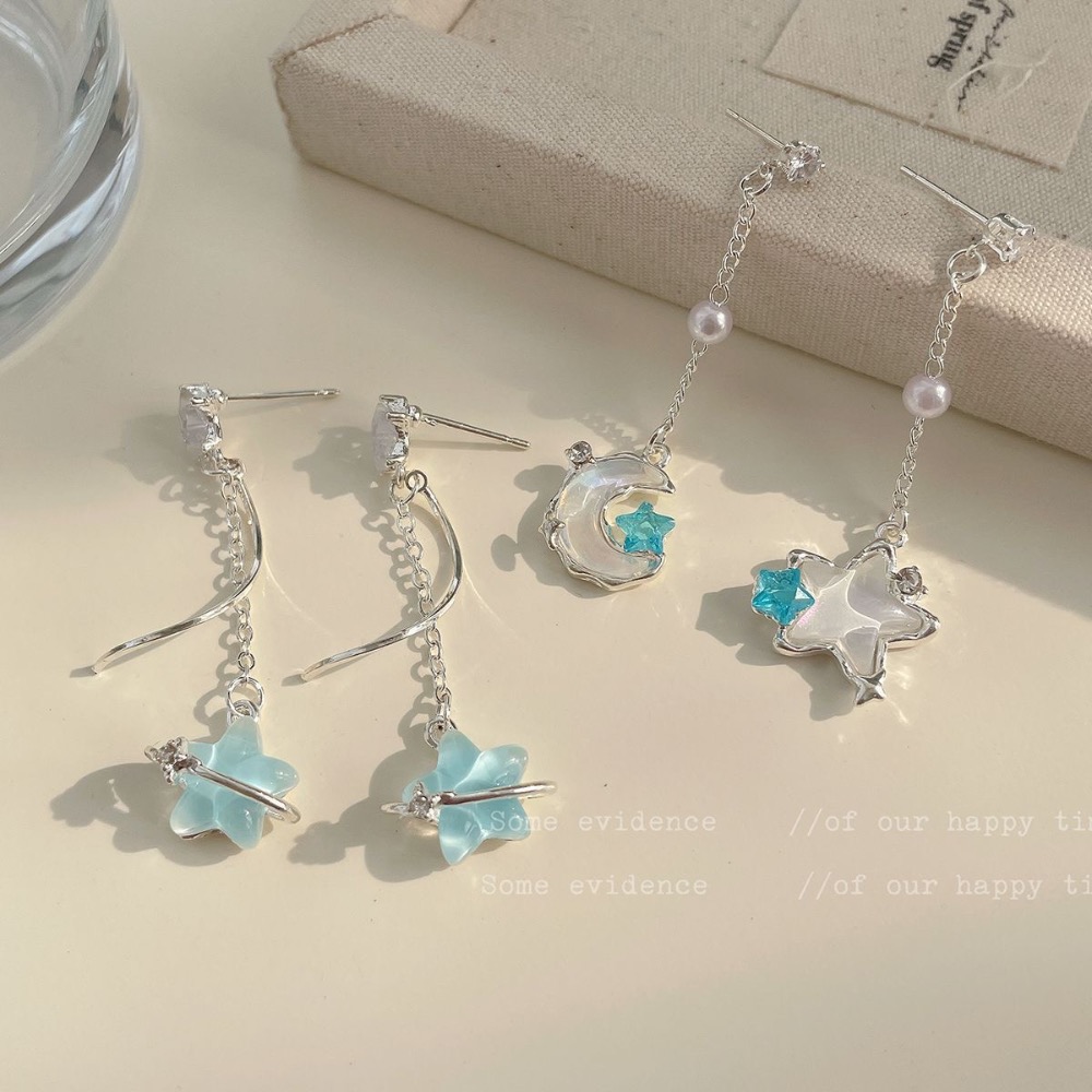 海洋個性極光星星月亮耳環-細節圖3