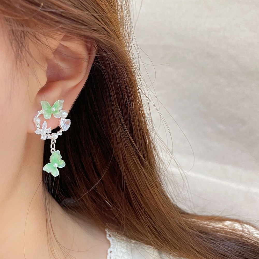 夏季薄荷曼波綠蝴蝶耳環-細節圖2