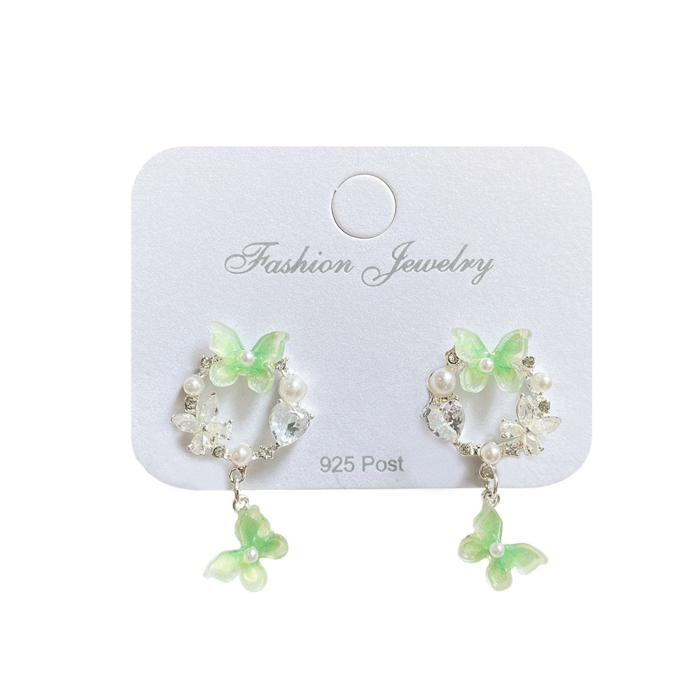 夏季薄荷曼波綠蝴蝶耳環-細節圖4