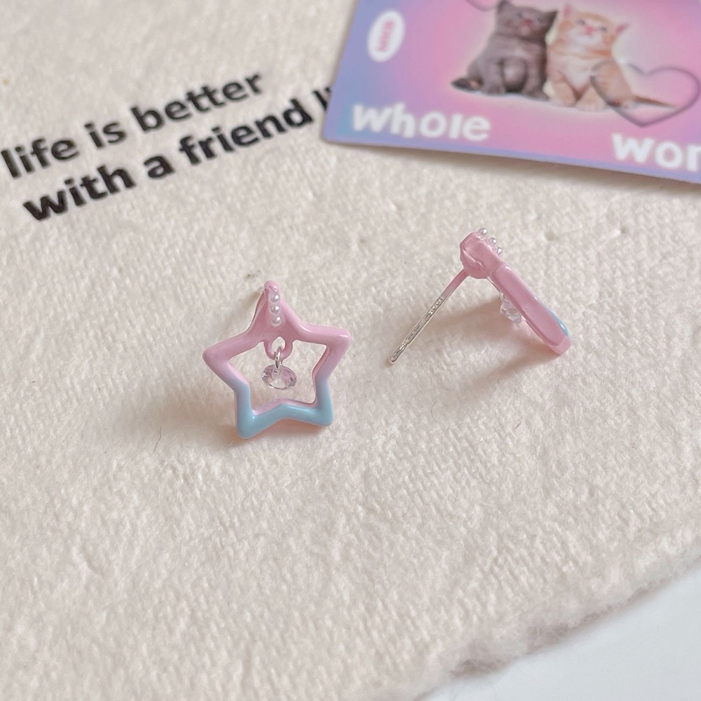 會跳動的五角星星鋯石耳釘-細節圖3