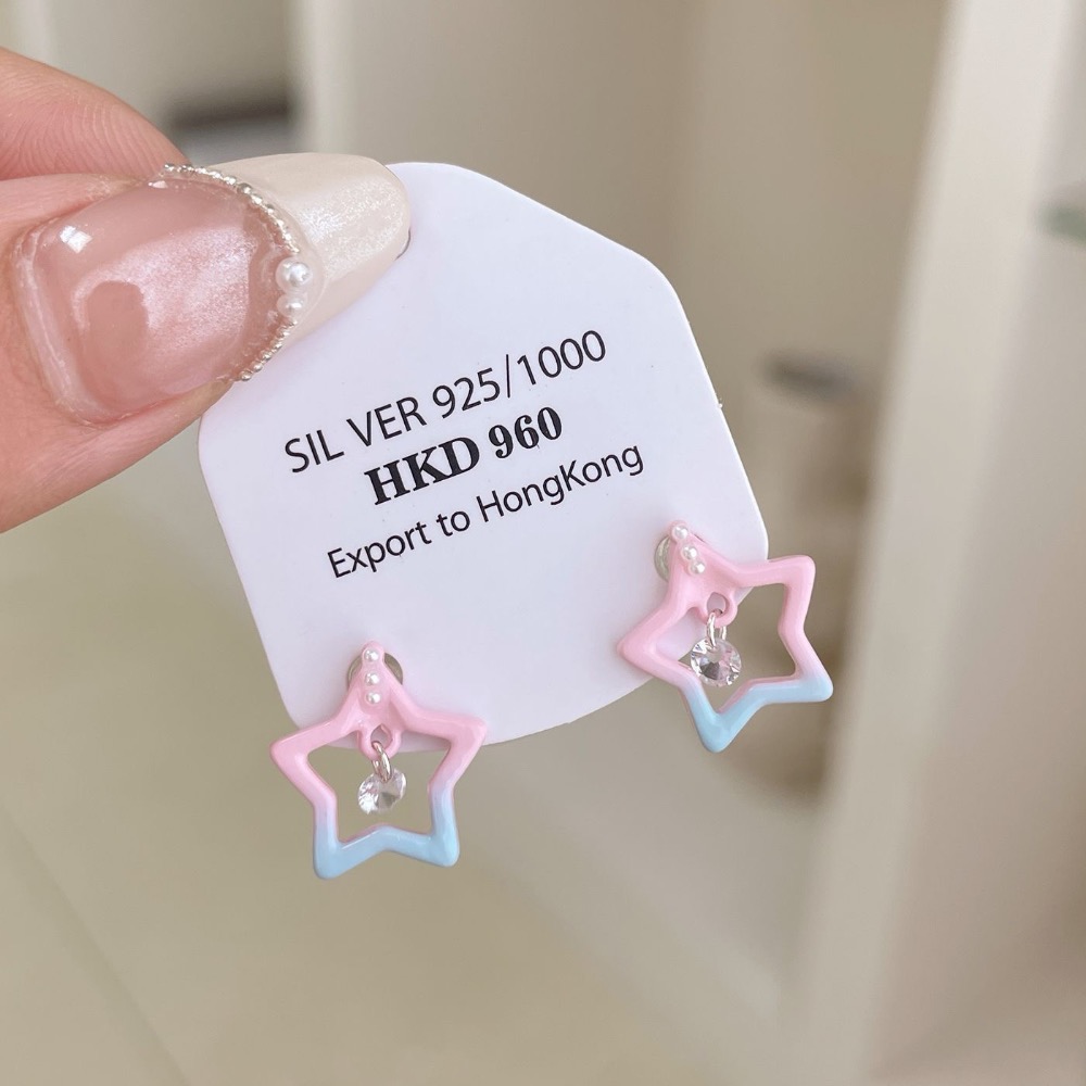 會跳動的五角星星鋯石耳釘-細節圖4