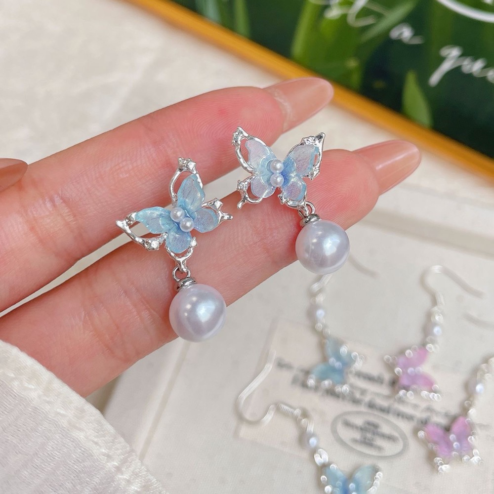 甜美立體粉色蝴蝶耳鈎-細節圖2