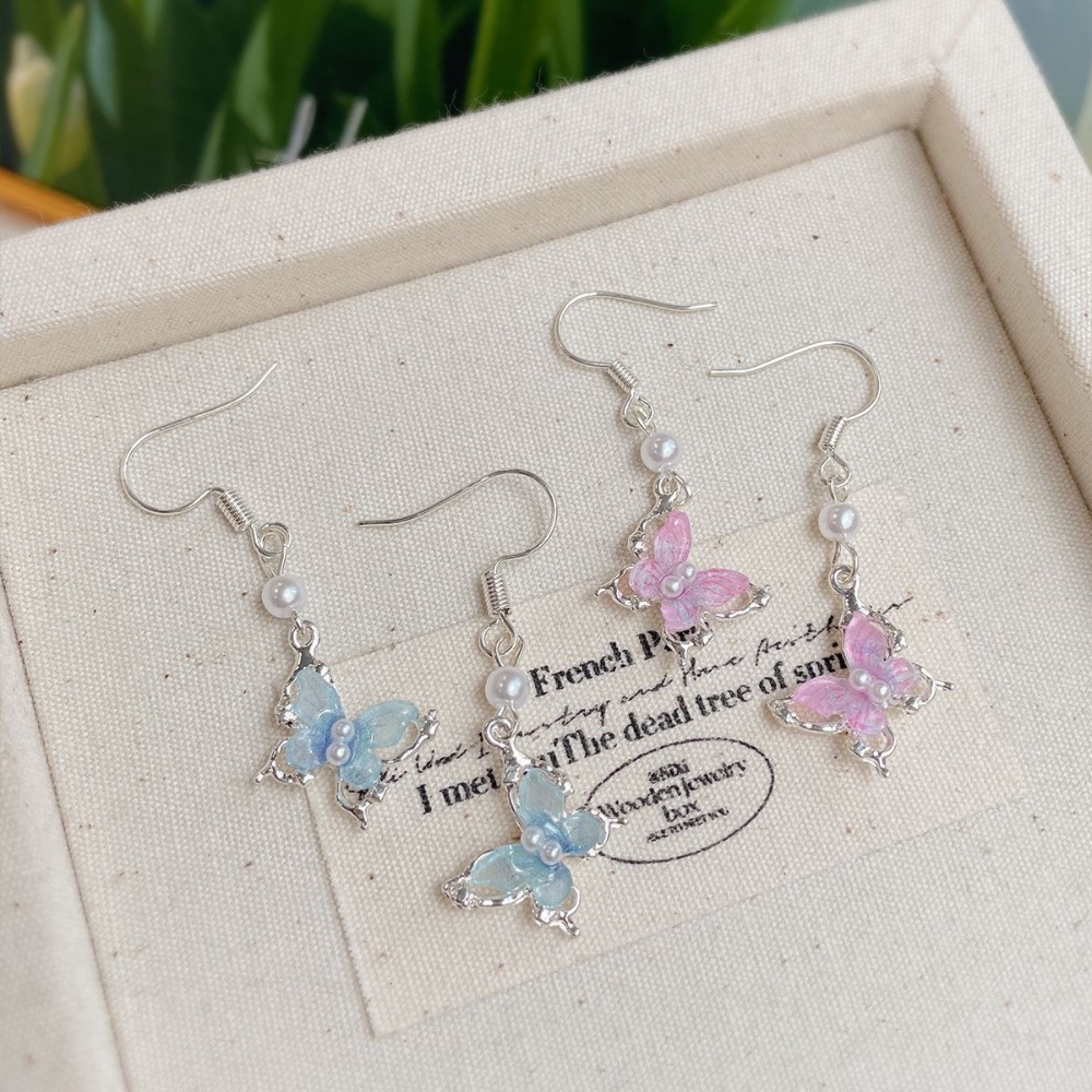 甜美立體粉色蝴蝶耳鈎-細節圖3