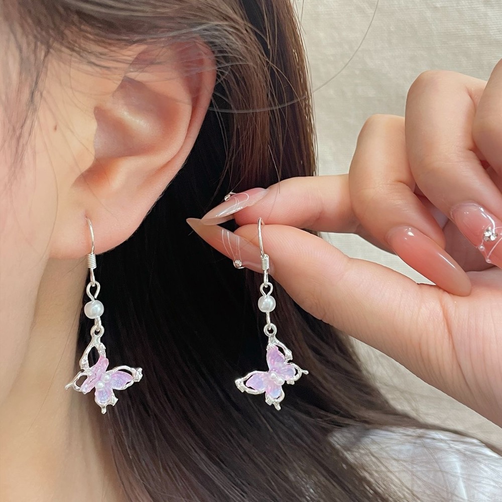 甜美立體粉色蝴蝶耳鈎-細節圖4