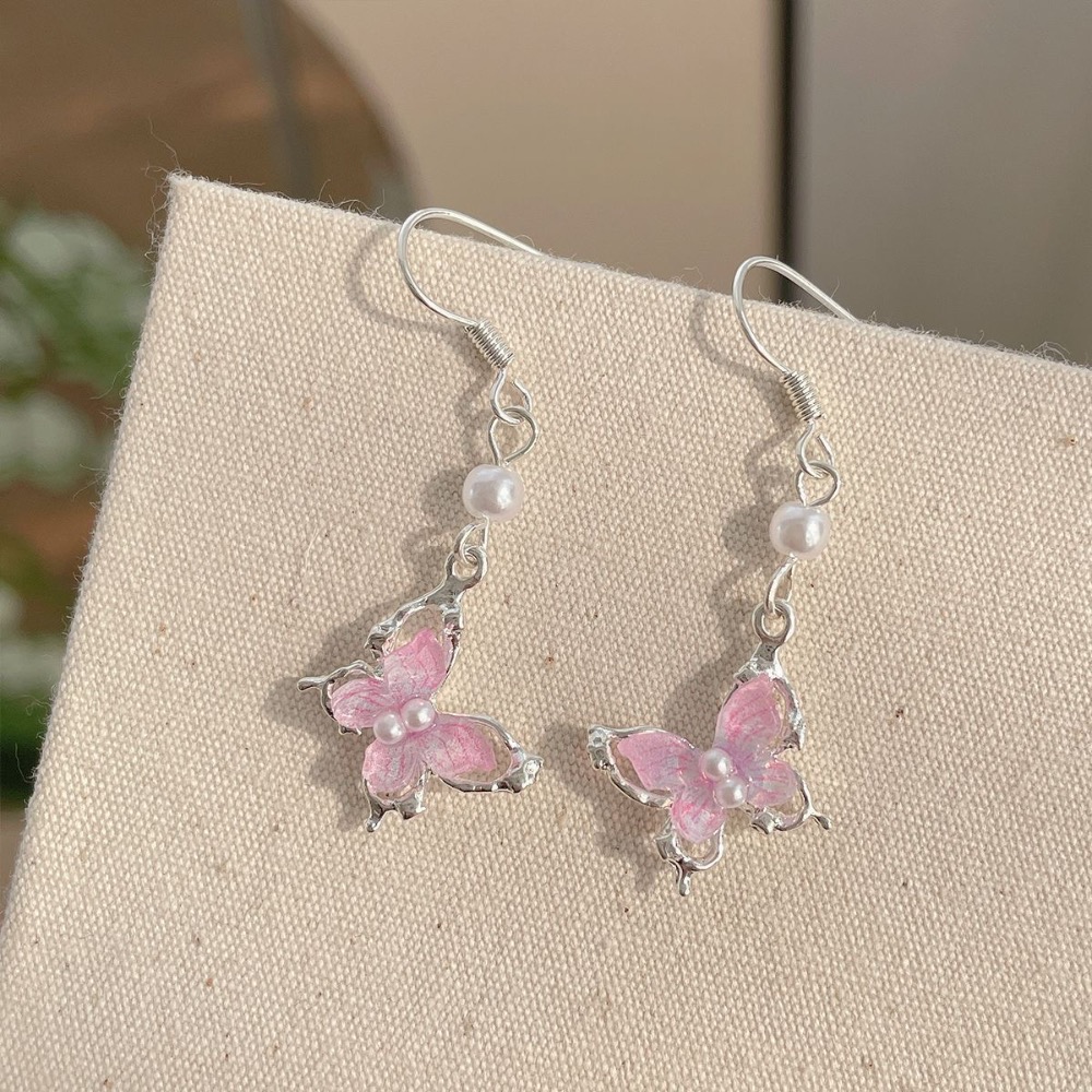 甜美立體粉色蝴蝶耳鈎-規格圖4