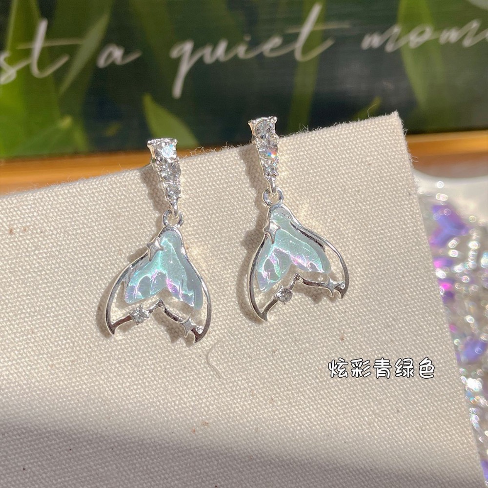 人魚姬鐳射紫色魚尾耳環-規格圖2