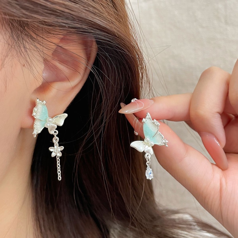 夏季薄荷曼波蝴蝶耳環-細節圖2
