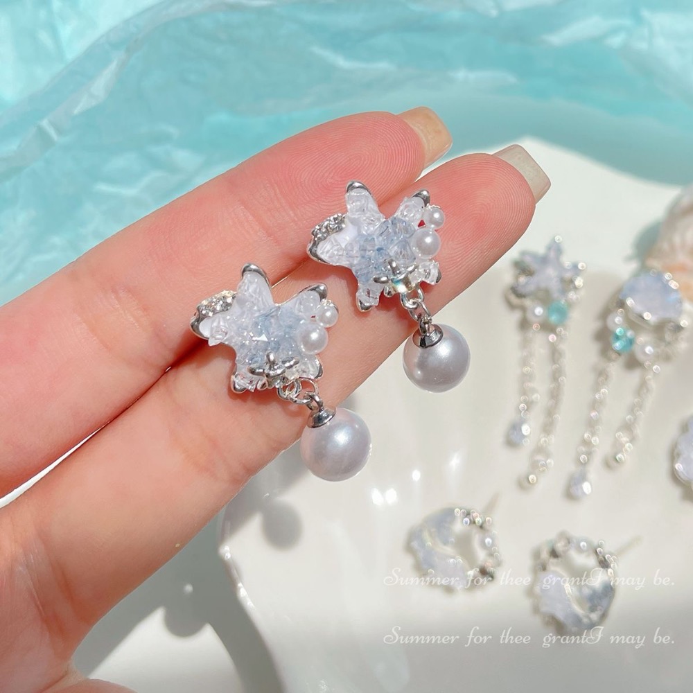 小清新海洋水晶耳環-細節圖3