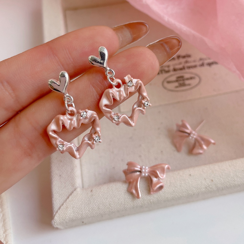 夏季魔幻粉色蝴蝶結耳環-細節圖2