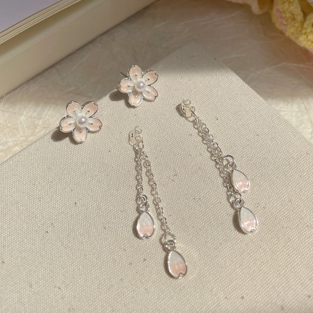 櫻花耳環流蘇高級感耳墜-細節圖2