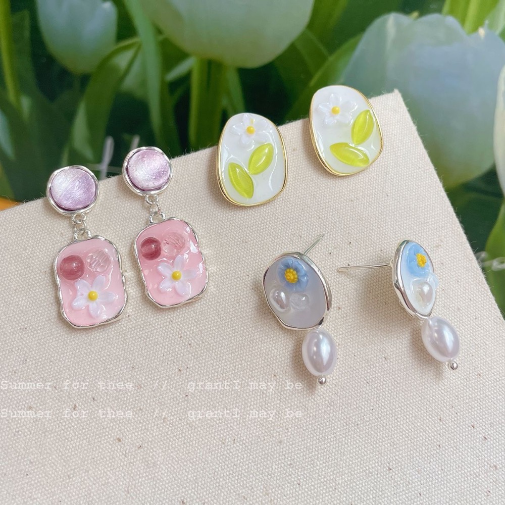 夏季少女心滴油花朵耳環-細節圖2