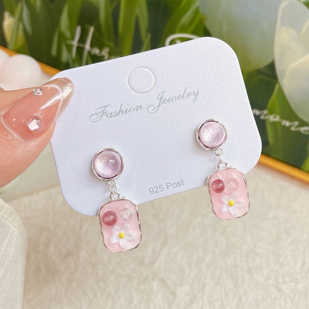 夏季少女心滴油花朵耳環-規格圖3