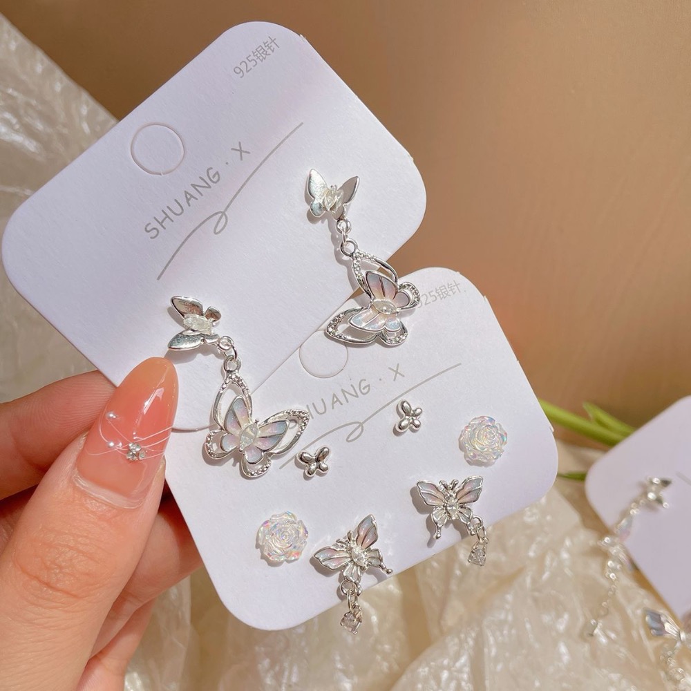 長款耳環滴油彩虹蝴蝶耳釘套裝-細節圖2