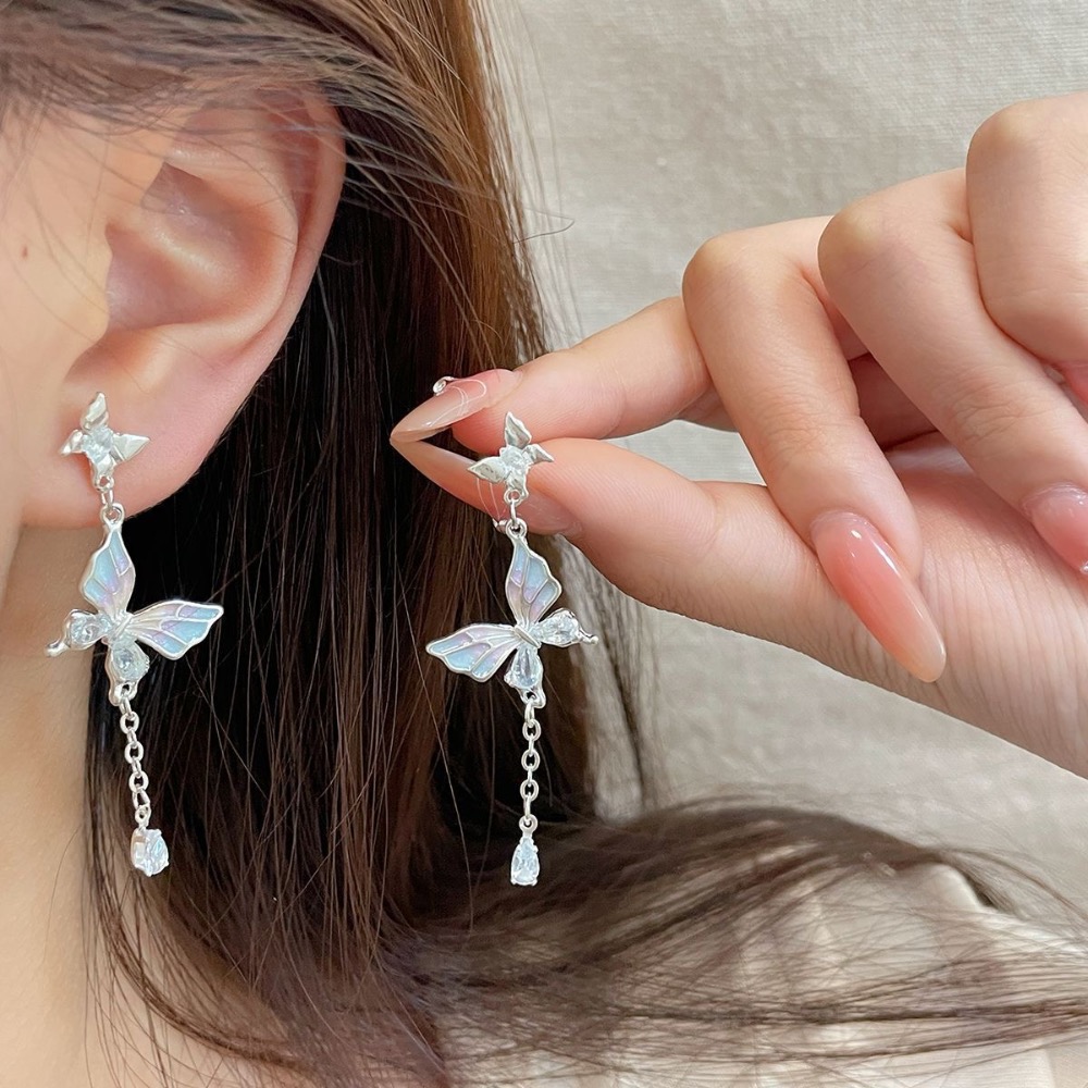 長款耳環滴油彩虹蝴蝶耳釘套裝-細節圖3