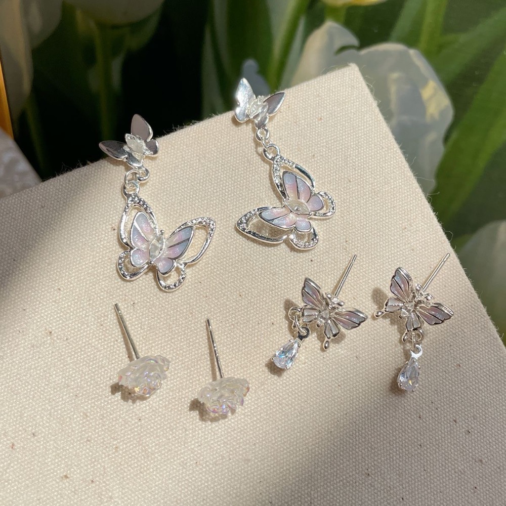 長款耳環滴油彩虹蝴蝶耳釘套裝-細節圖4