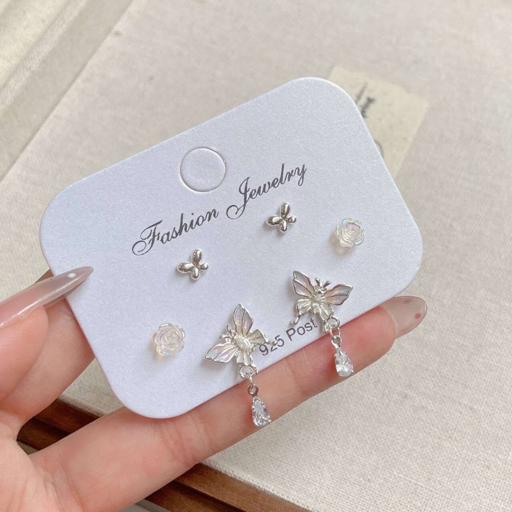 長款耳環滴油彩虹蝴蝶耳釘套裝-規格圖4